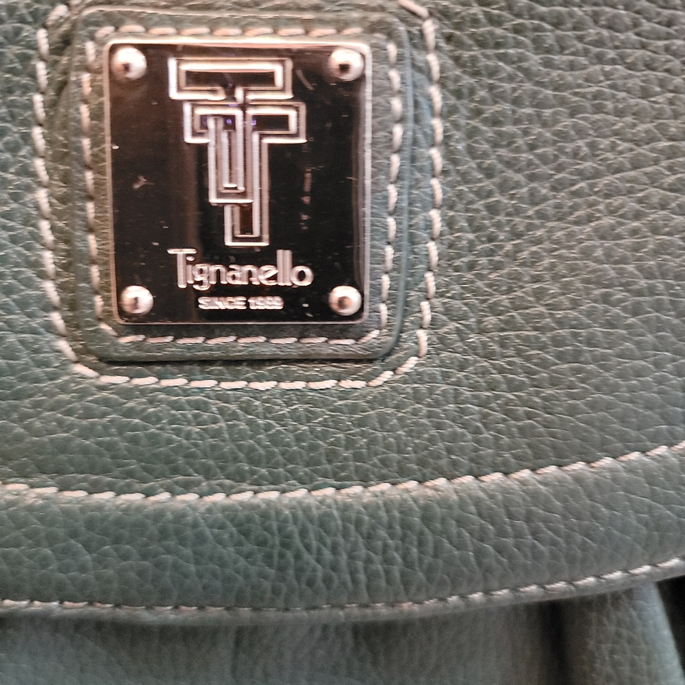 Tignanello Vintage Green Pebble Leather Crossbody - Picture 7 of 9